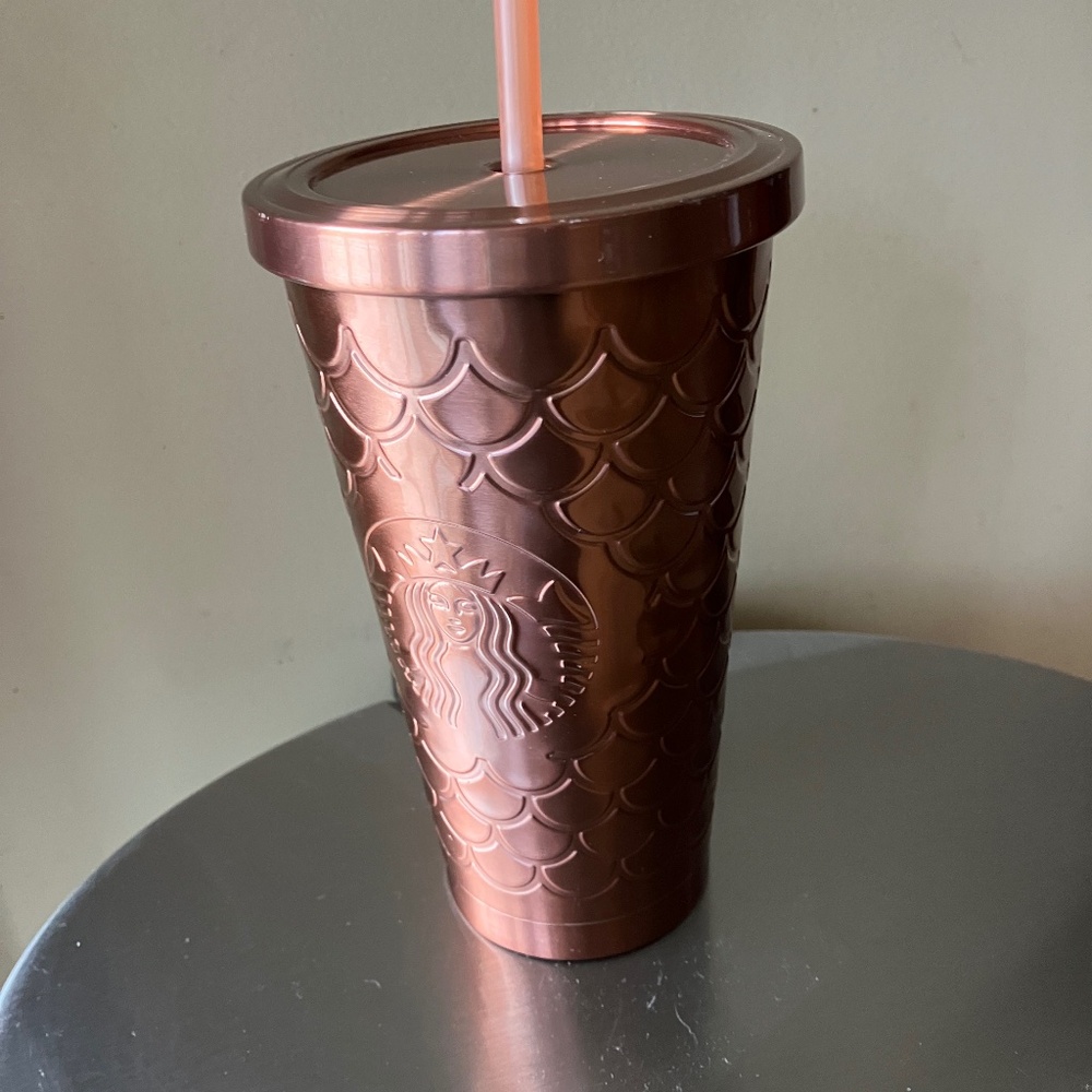 2017 STARBUCKS LIMITED EDITION ROSE GOLD MERMAID SCALES TUMBLER SS 16 oz